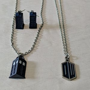 BBC TARDIS Necklaces with Matching Earrings